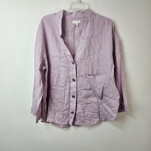 COS Linen Boxy button down shirt Size Large Lilac